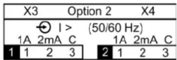 X3 Option 2 X4 1A 2mA C (50/60 Hz) 1 1 2 3 2 1 2 3