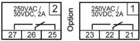 250VAC / 30VDC, 2A 2 Option 250VAC / 30VDC, 2A 1 27 26 25 23 22 21