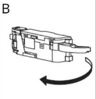 Mechanical component diagram showing a rotating mechanism with an arrow indicating rotational motion (no text or symbols).