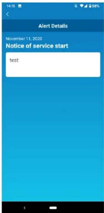 Alert Details November 11, 2020 Notice of service start test