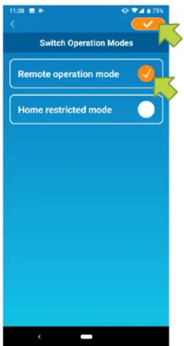 Switch Operation Modes Remote operation mode Home restricted mode