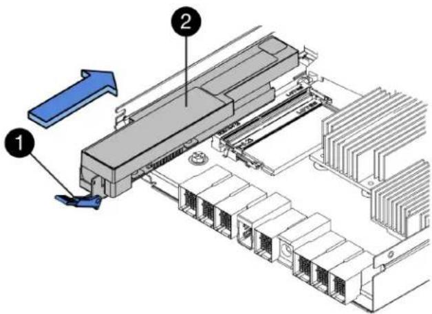Technical diagram of a server rack with labeled components and directional arrow indicating movement or assembly.
