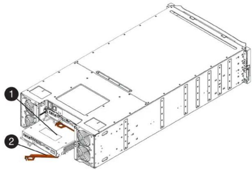 Technical diagram of a server rack with labeled components and directional arrows indicating assembly or movement.