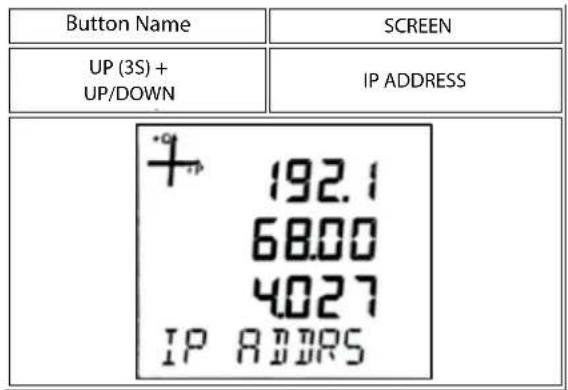 Button Name SCREEN UP (3S) + UP/DOWN IP ADDRESS 192.1 68.00 4027 IP ADDRESS