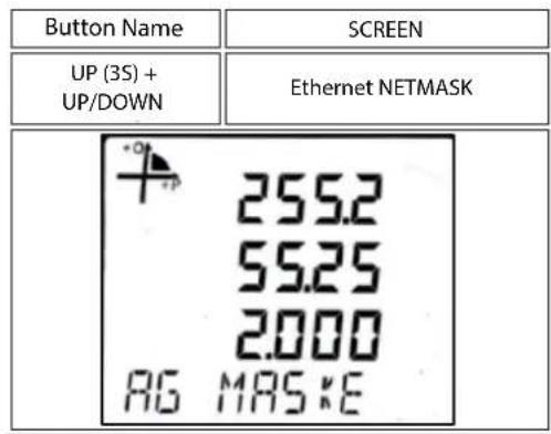 Button Name SCREEN UP (3S) + UP/DOWN Ethernet NETMASK 255.2 55.25 2.000 RG MAS%E