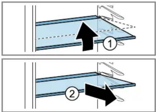 Diagram illustrating two-step installation or cleaning process with labeled arrows and numbered components