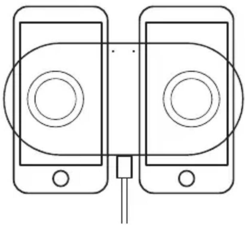 Simple line drawing of two smartphones with circular gauges, connected by a cable (no text or symbols)