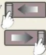 Two hand-drawn buttons with arrows pointing to a device interface, one with left arrow and one with right arrow.