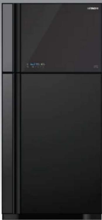Exterior view of a modern black refrigerator with front panels and side door (no visible text or symbols)