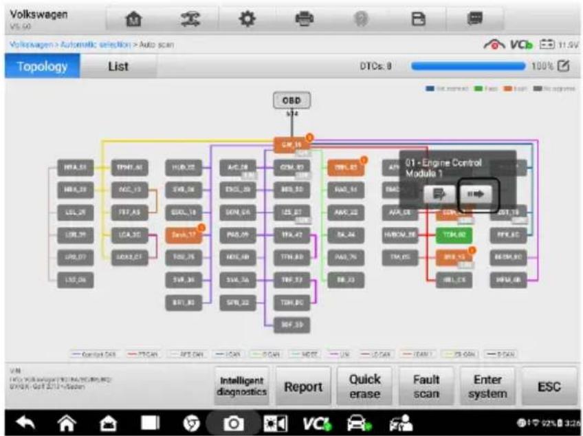 Autel MaxiSys MS909 - ● On the Topology Screen - 1
