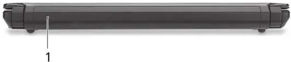 Side view of a black cylindrical object with a labeled dimension line (1) pointing to its left side (no text or symbols on the object itself).