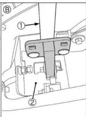 Technical diagram of a mechanical assembly with labeled parts and directional arrow