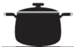 Silhouette of a cooking pot on a stove (no text or symbols).