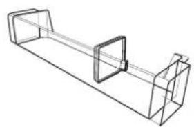 Pure technical line drawing of a mechanical bracket or support structure without any text, numbers, or symbols.
