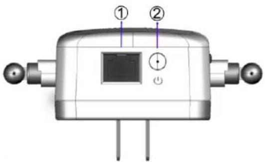 Diagram of a device with labeled components, showing two numbered parts and directional indicators.