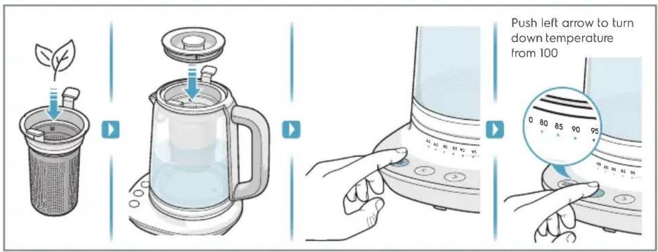 Push left arrow to turn down temperature from 100.