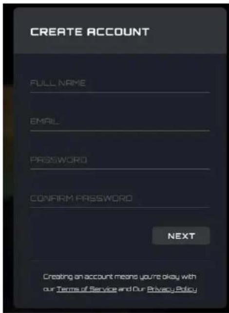 CREATE ACCOUNT FULL NAME EMAIL PASSWORD CONFIRM PASSWORD NEXT Creating an account means you're okay with our Terms of Service and Our Privacy Policy