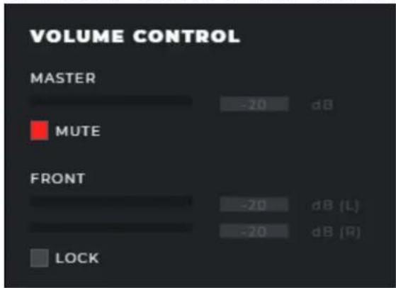 VOLUME CONTROL MASTER -20 dB MUTE FRONT -20 dB (L) -20 dB (R) LOCK