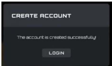 CREATE ACCOUNT The account is created successfully! LOGIN
