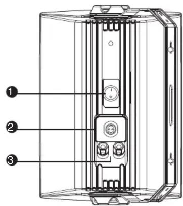 Technical diagram of a device with numbered components labeled 1, 2, and 3
