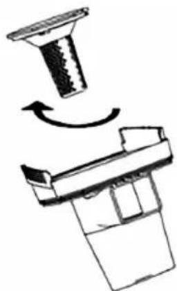 Diagram showing a mechanical component with a rotating shaft and base, no text or symbols present
