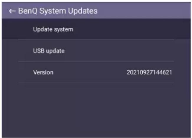 ← BenQ System Updates Update system USB update Version 20210927144621