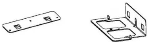Two technical line drawings of electronic components or enclosures, one with a rectangular housing and two small square cutouts, the other with a multi-pin connector (no text or symbols)