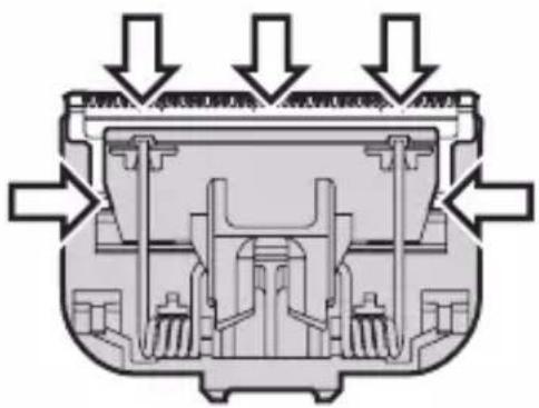 Cross-sectional diagram of a mechanical component with internal channels and directional arrows (no text or symbols)
