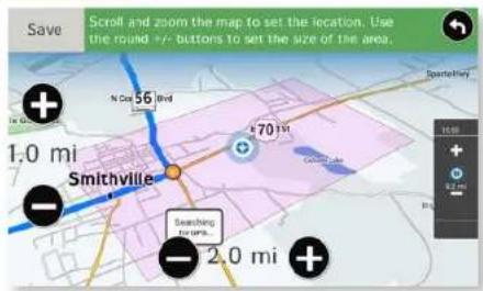 Save Scroll and zoom the map to set the location. Use the round +/- buttons to set the size of the area. 1.0 mi Smithville 470 km Beaching Design. 2.0 mi