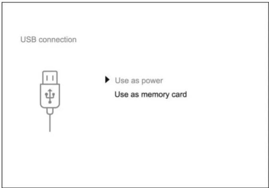 USB connection ▶ Use as power Use as memory card