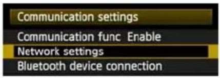Communication settings Communication func Enable Network settings Bluetooth device connection