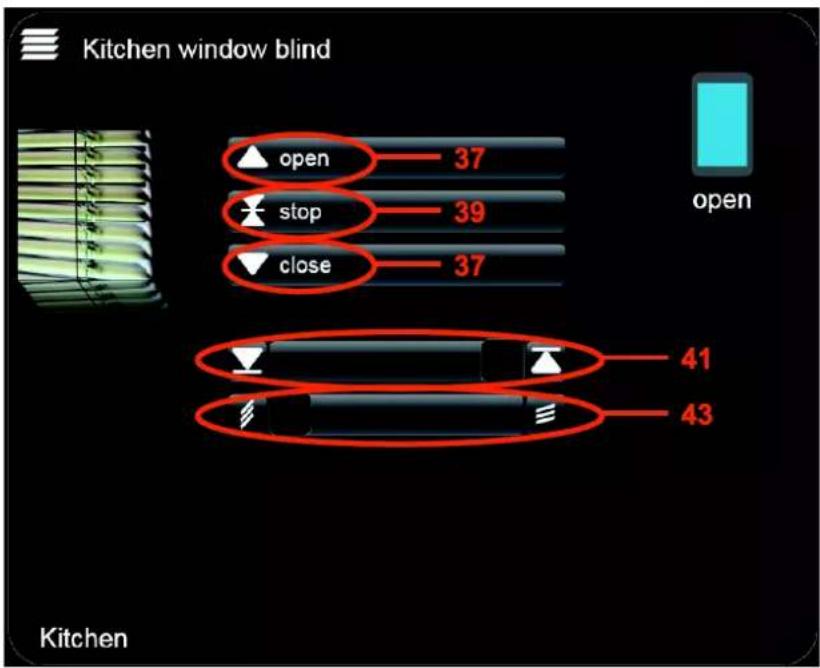 Kitchen window blind open 37 stop 39 close 37 open 41 43 Kitchen