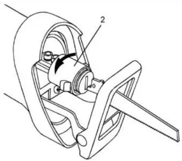 Technical line drawing of a mechanical device with labeled parts (no text or symbols present)