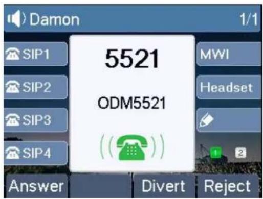 Damon 1/1 SIP1 SIP2 SIP3 SIP4 5521 ODM5521 MWI Headset Answer Divert Reject