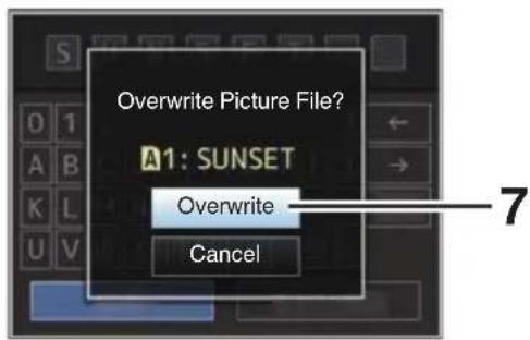 Overwrite Picture File? A1: SUNSET Overwrite Cancel