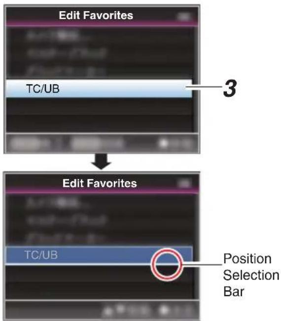 Edit Favorites TC/UB 3 Edit Favorites TC/UB Position Selection Bar