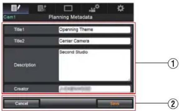 Cam1 Planning Metadata Title1 Opening Theme Title2 Center Camera Description Second Studio Creator Cancel Save