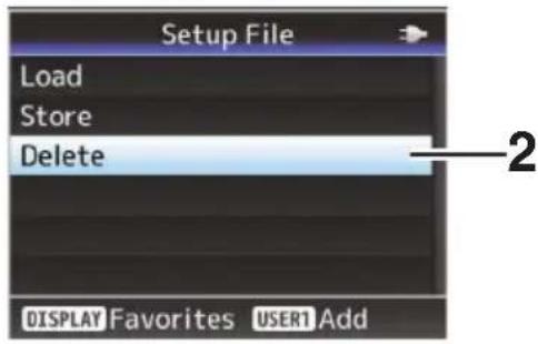 Setup File Load Store Delete DISPLAY Favorites USER1 Add