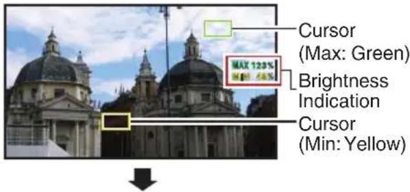 Cursor (Max: Green) MAX 120% Brightness Indication Cursor (Min: Yellow)
