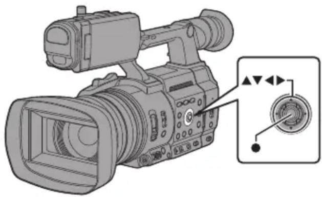 Illustration of a video camera with a circular dial indicator (no text or symbols present)