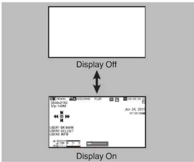 Display Off 285ms 1300:0000 PLAY 3840x2160 32p 140M Jan 24, 2019 12:34:56AM USER1 OK MARK USER2 SELECT USER3 INFO 100 20 30 0 Display On