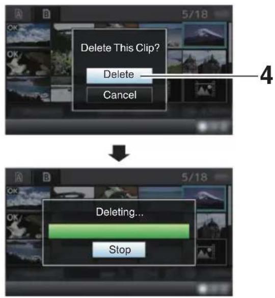 Delete This Clip? Delete Cancel 4 Deleting... Stop