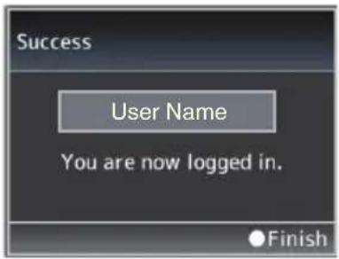 Success User Name You are now logged in. Finish