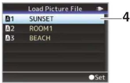 Load Picture File A1 SUNSET A2 ROOM1 A3 BEACH Set
