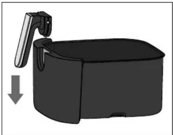 Illustration of a black plastic container with a lever and downward arrow indicating force or motion (no text or symbols)