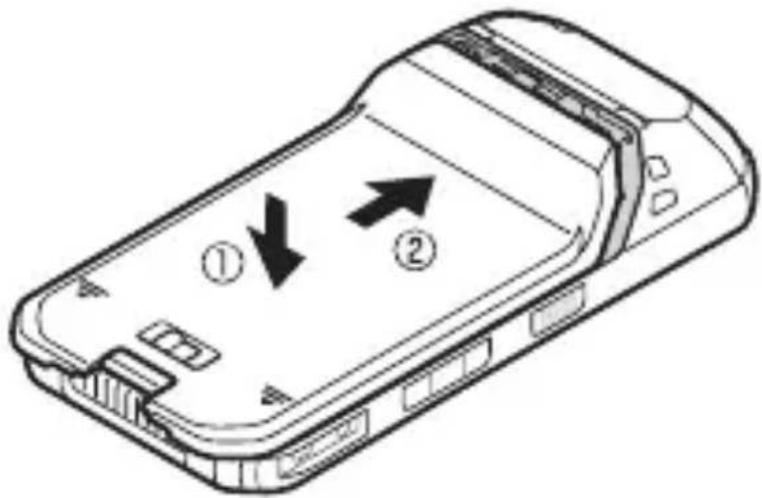 Diagram of a mobile phone casing with labeled parts and directional arrows indicating movement or flow.