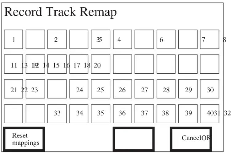 Record Track Remap 1 2 35 4 6 7 8 11 13 14 15 16 17 18 20 21 22 23 24 25 26 27 28 29 30 33 34 35 36 37 38 39 4031 32 Reset mappings CancelOK