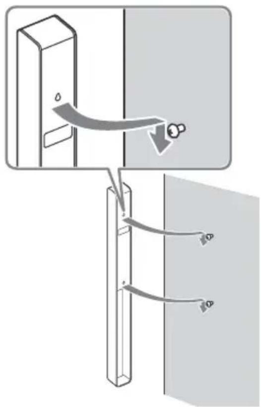 Diagram illustrating door lock mechanism with labeled components and directional arrows indicating movement.