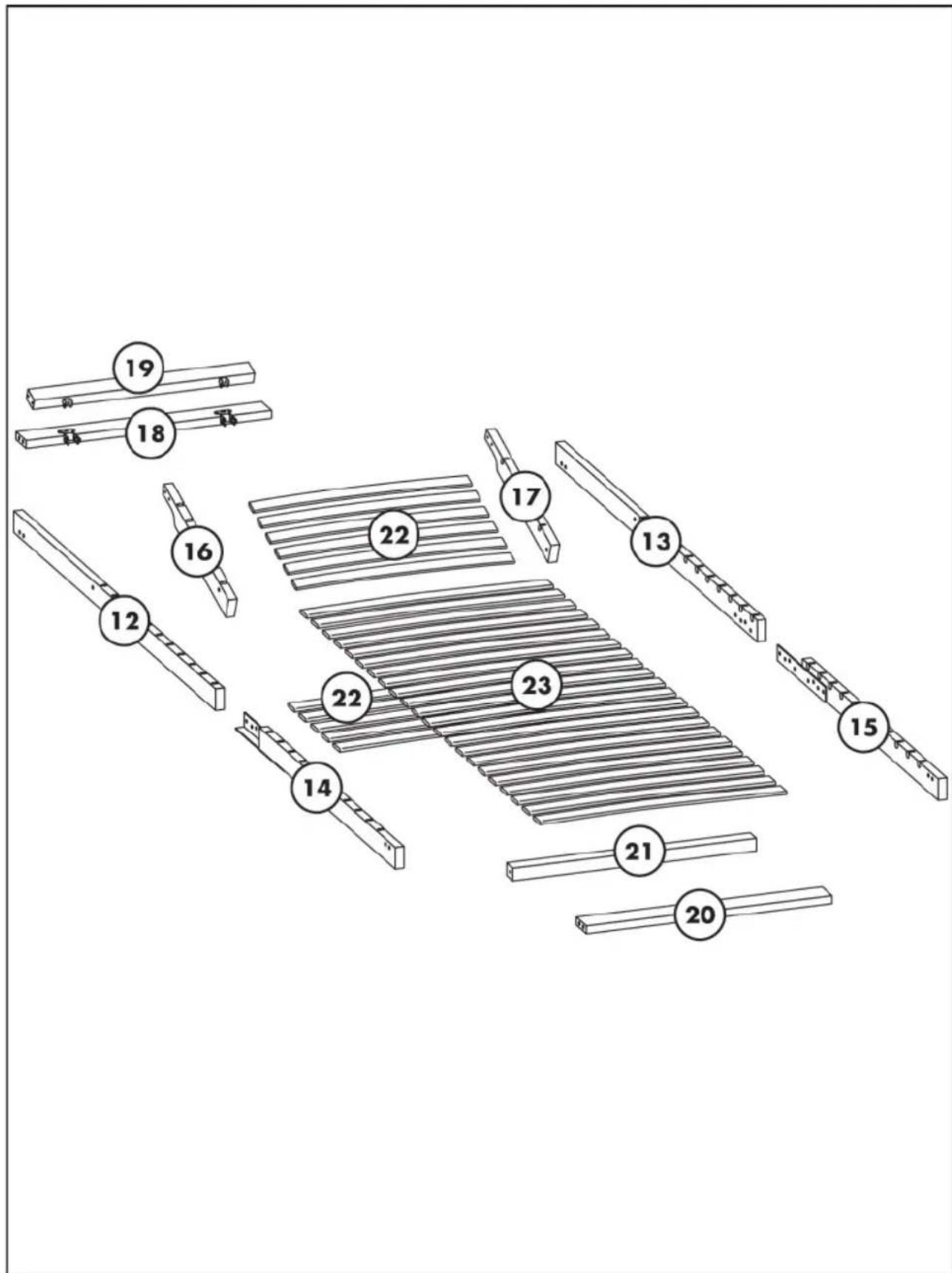 Diagram showing 20 labeled mechanical components arranged in a grid-like layout with numbered annotations.