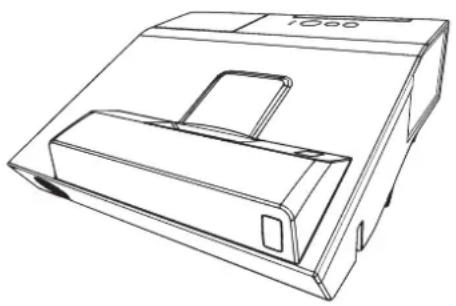 Line drawing of a mechanical device casing with a handle and mounting bracket (no text or symbols)